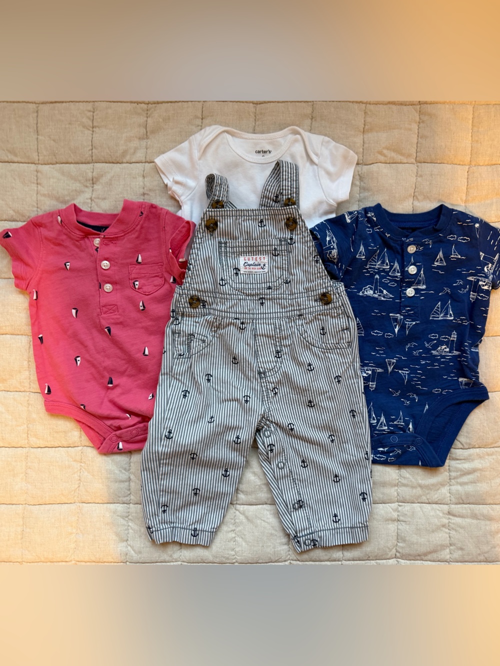 Set of 4 ⚓ Anchors Away! Baby Boy Coordinating Outfit Set